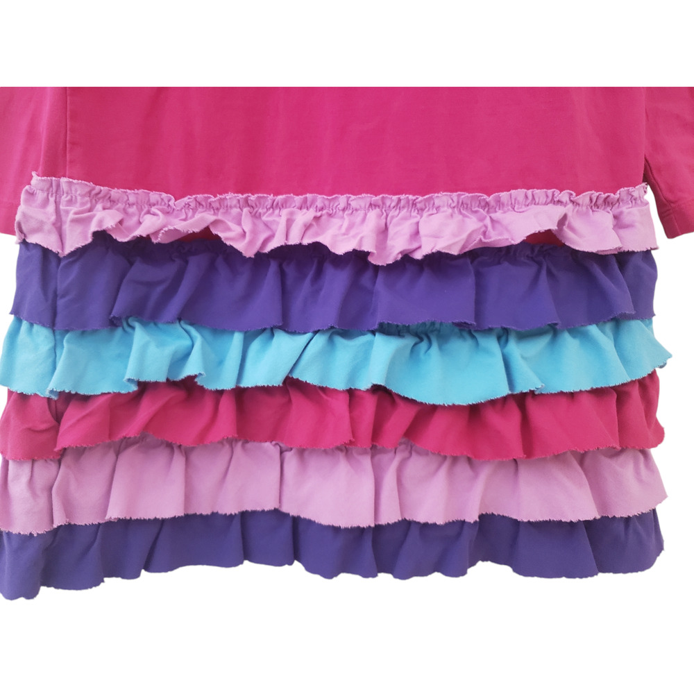 Hanna Andersson Girls 140 US 10 Tiered Ruffle Bottom Drop Waist Dress Pink - Picture 2 of 4